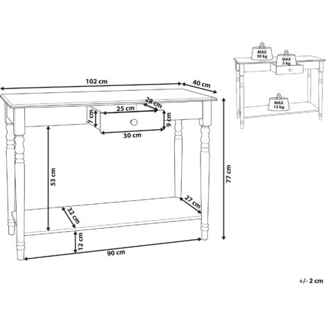 Traditional Console Table with Shelf Bedroom Hallway 1-Drawer White 102 x 40 cm Tobago