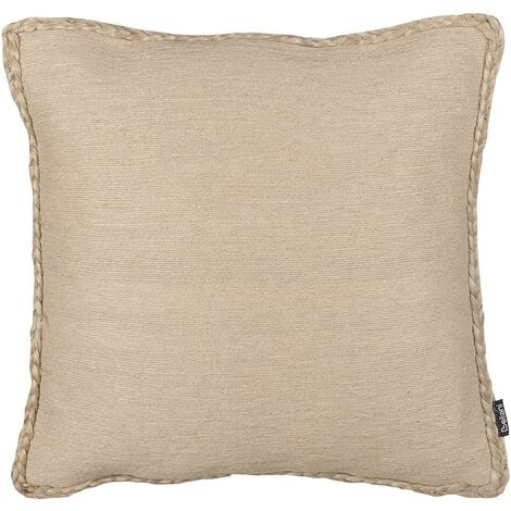 Set of 2 Jute Scatter Cushions with Filling Removable with Braided ...