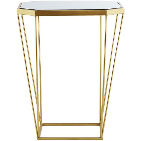 Set of 2 Tables Modern Gold Mirror Tabletop Geometric Metal Sierra