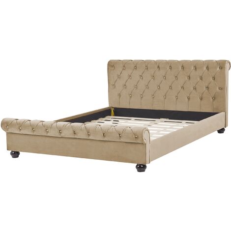 Tan velvet online bed