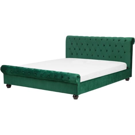 Emerald green deals velvet headboard queen