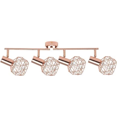 Modern Geometric Ceiling Lamp Track Lighting Metal Cage Copper Chenab