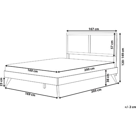 Modern EU King Bed Frame 5ft3 MDF Headboard Slatted Dark Wood Istres