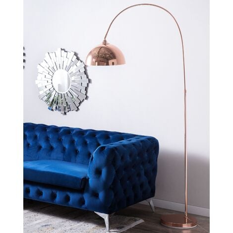 Modern Contemporary Tall Curved Floor Lamp Metal Copper Candella