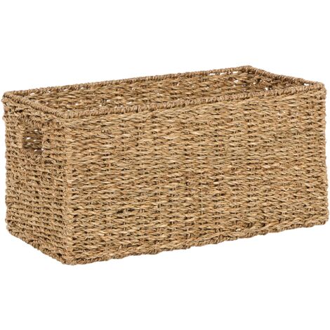 Handwoven Set of 2 Seagrass Basket with Handles Natural Colour Woven Decoration Accessory Dongha