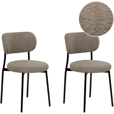 Set of 2 Dining Chairs CASEY Boucle Taupe