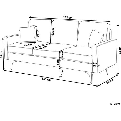 Modern Faux Leather 3 Seater Sofa Cushion Seat and Back Golden Brown Gavle