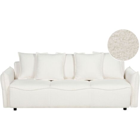 Sofa Bed 3 Seater KRAMA Boucle White with Storage (1/5)