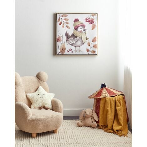 Canvas Print Wall Art 63 x 63 cm MDF Frame Bird Pattern Shapes Square Modern Multicolour Castro