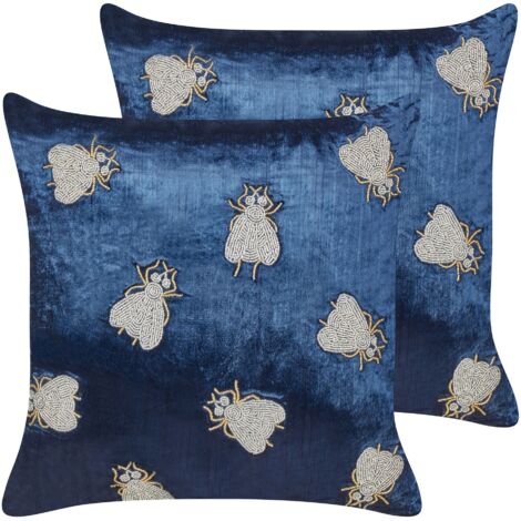 Set of Decorative Cushions PENTAS Velvet 45 x 45 cm Navy Blue