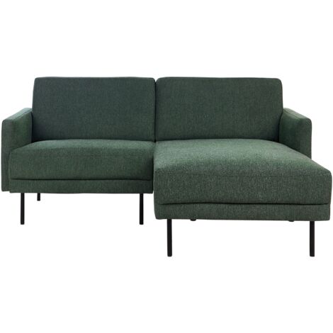 Corner Sofa 2 Seater BREDA Fabric Dark Green Left Hand (1/5)