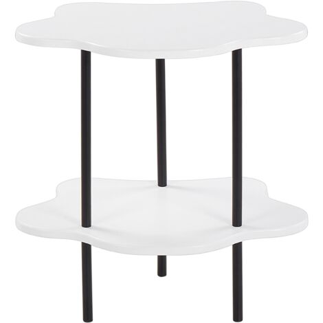 Side Tables Round Table Top White Metal Frame Black 48 x 33 cm Cloud