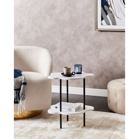 Side Tables Round Table Top White Metal Frame Black 48 x 33 cm Cloud