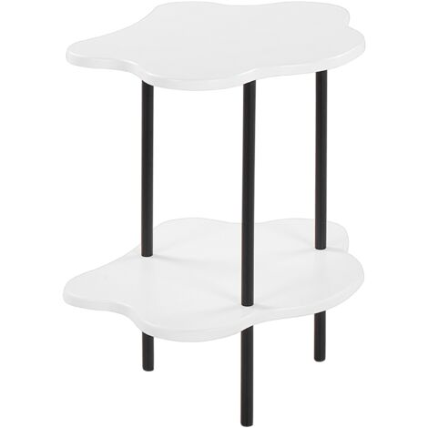 Side Tables Round Table Top White Metal Frame Black 48 x 33 cm Cloud