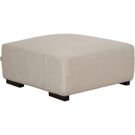 Modern Square Ottoman Jumbo Cord 80 x 80 x 35 cm Corduroy Fabric Living Room Beige Lungo