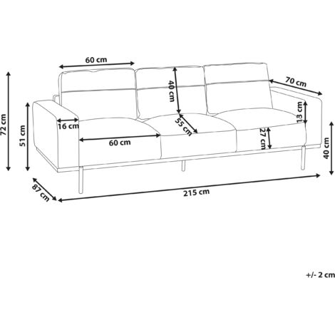 Modern Living Room 3 Seater Sofa Couch Settee Upholstered Boucle Finished Back Black Metal Legs White Sovik