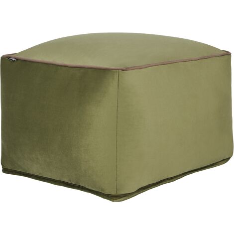 Velvet Pouffe EPS Filling Square Solid Pattern Olive Green Dareyn