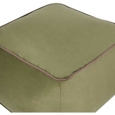 Velvet Pouffe EPS Filling Square Solid Pattern Olive Green Dareyn