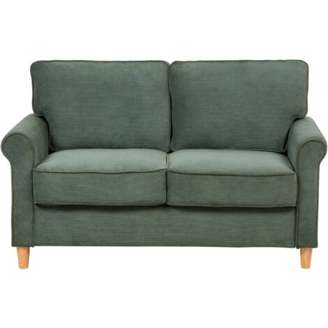 Jumbo Cord 2 Seater Sofa Corduroy Upholstery Pocket Spring Seat Dark Green Ronneby
