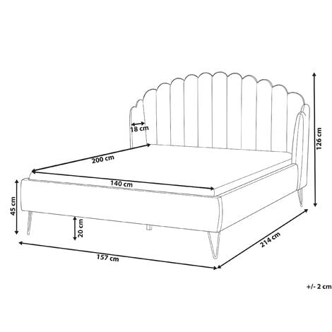 Velvet Bed Frame Shell Headboard EU Double Size 4ft6 Metal Legs Green Ambillou