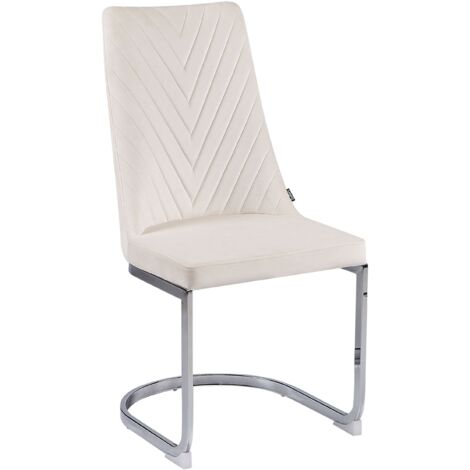 Set of 2 Velvet Dining Chairs Armless High Back Cantilever Chairs Off-White Altoona