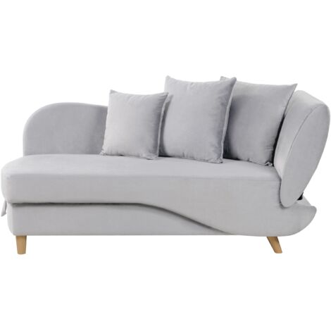 Right-Hand Chaise Lounge MERI Velvet Light Grey with Storage