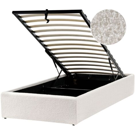 Ottoman Bed without Headboard Boucle DINAN 90 x 200 cm (EU Single) Off-White (1/5)