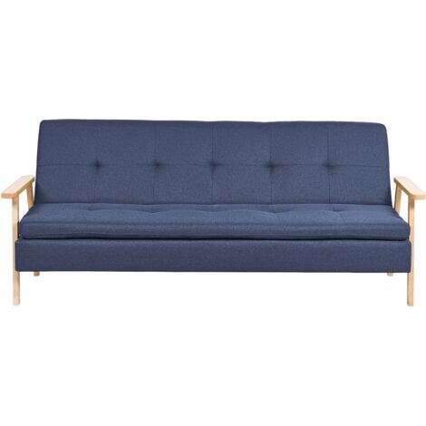 Sofa Bed 3 Seater TJORN Fabric Navy Blue
