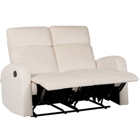 Modern Fabric Velvet Manual Recliner Sofa 2-Seater Off-White Verdal
