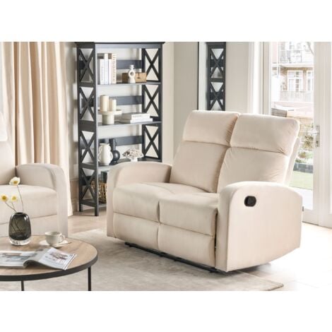 Modern Fabric Velvet Manual Recliner Sofa 2-Seater Off-White Verdal