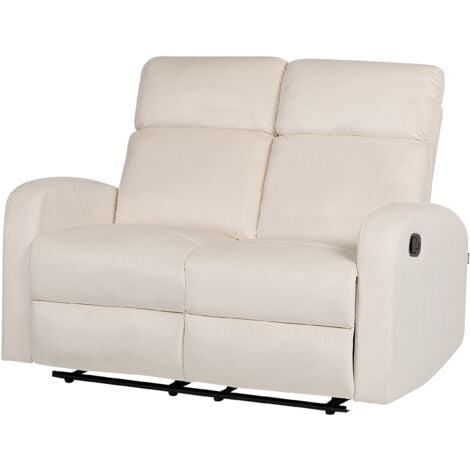 Modern Fabric Velvet Manual Recliner Sofa 2-Seater Off-White Verdal