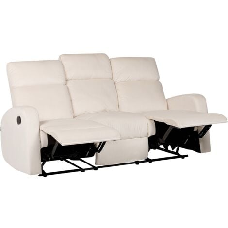 Modern Fabric Velvet Manual Recliner Sofa 3-Seater Off-White Verdal