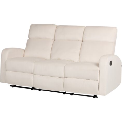 Modern Fabric Velvet Manual Recliner Sofa 3-Seater Off-White Verdal