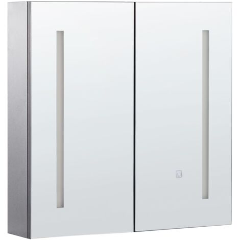 Bathroom Wall Mounted Mirror Cabinet LED CHABUNCO 60 cm 60 cm Black (1/5)