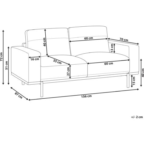 Modern Living Room 2 Seater Sofa Settee Upholstered Finished Back Metal Legs Cream Beige Sovik