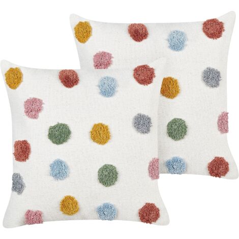 Set of 2 Decorative Cushions WALLFLOWER Cotton 45 x 45 cm White (1/5)