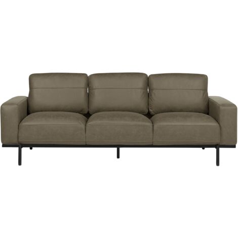 Modern Living Room 3 Seater Sofa Settee Upholstered Finished Back Metal Legs Green Sovik