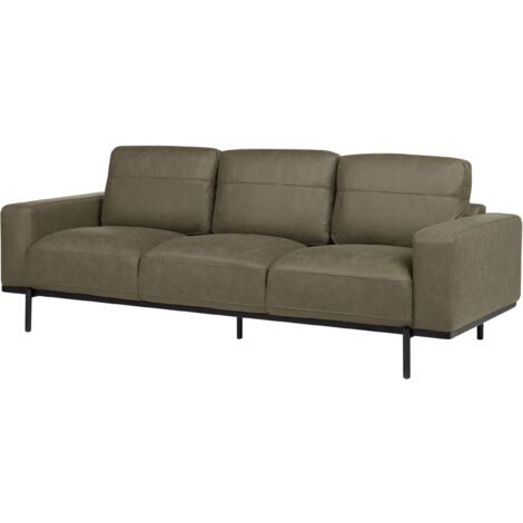 Modern Living Room 3 Seater Sofa Settee Upholstered Finished Back Metal Legs Green Sovik