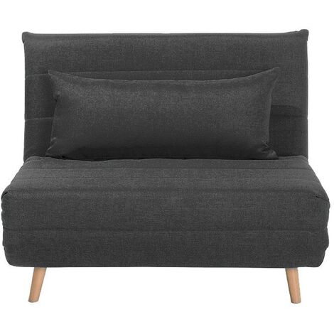 Modern 1 Seater Fabric Sofa Guest Bed Single Living Room Dark Grey Setten