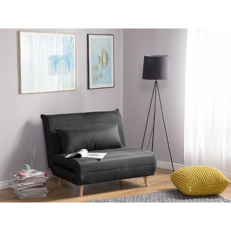 Modern 1 Seater Fabric Sofa Guest Bed Single Living Room Dark Grey Setten