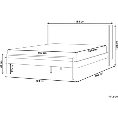 Modern EU King Size Bed Frame 5ft3 MDF Headboard Slatted Metal Frame Legs Dark Wood Libermont