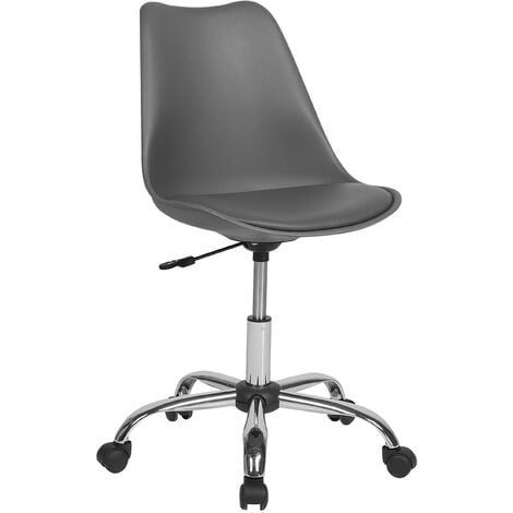 Swivel Chair Padded Seat Height Adjustable Desk Chair Leather Grey Dakota II