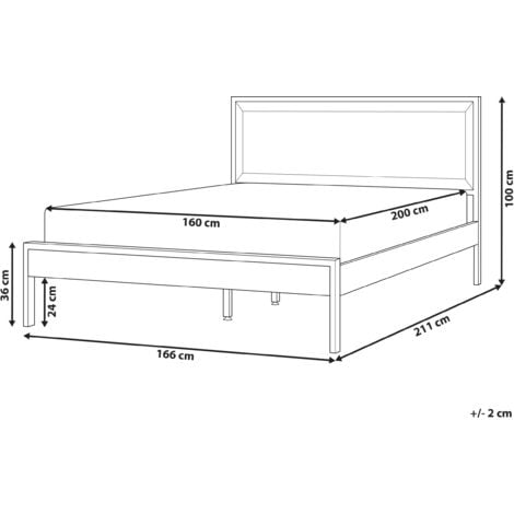 Modern EU King Size Bed Frame 5ft3 MDF Headboard Slatted Metal Frame Legs Light Wood Ervillers