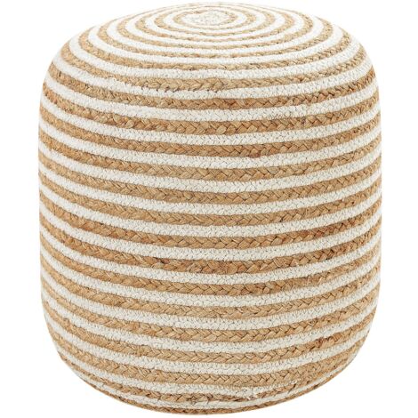 Upcycled Braided Selvedge Cotton Pouffe - Off White main image 1