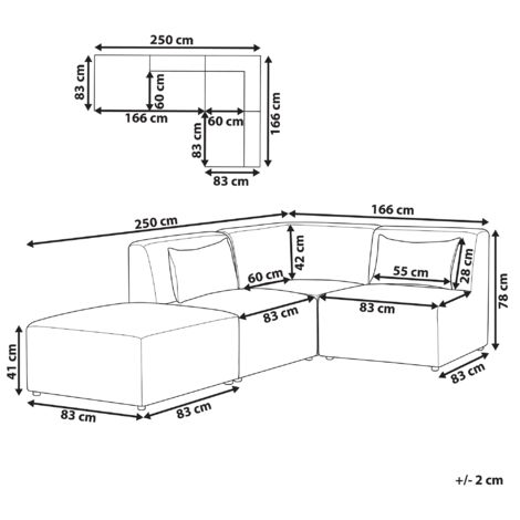 Modern Corduroy 3 Seater Modular Left Corner Sofa with Ottoman Cushion ...