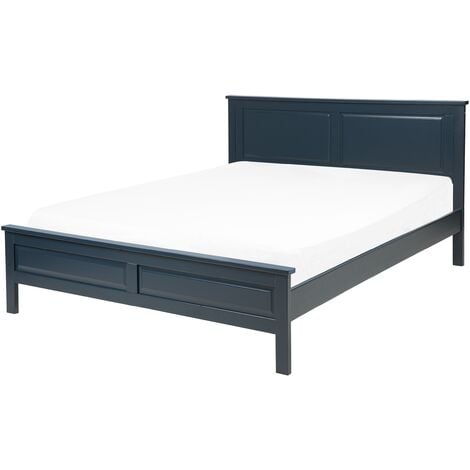 Modern EU Double Size Bed Frame 4ft6 Dark Blue Classic Olivet