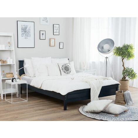 Modern EU Double Size Bed Frame 4ft6 Dark Blue Classic Olivet