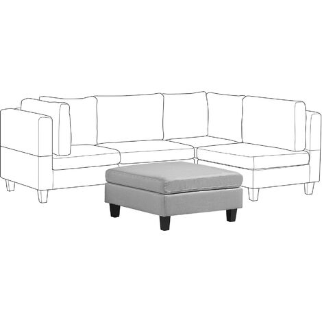 Modern Fabric Ottoman Square Footstool Light Grey Polyester Padded Fevik