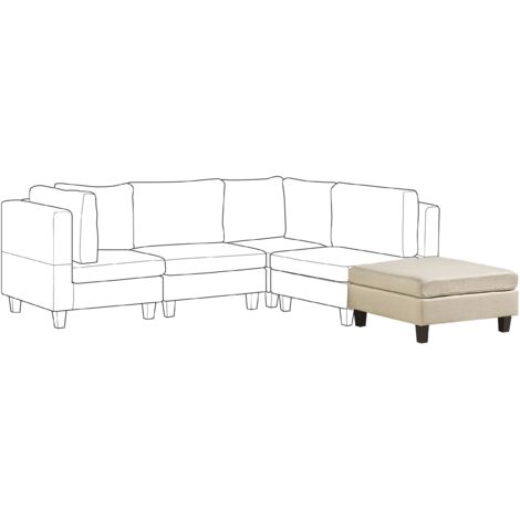 Modern Fabric Ottoman Square Footstool Beige Polyester Padded Fevik