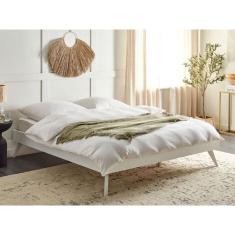 Bed Frame Modern Slatted Base MDF EU Super King Size 6ft White Berric